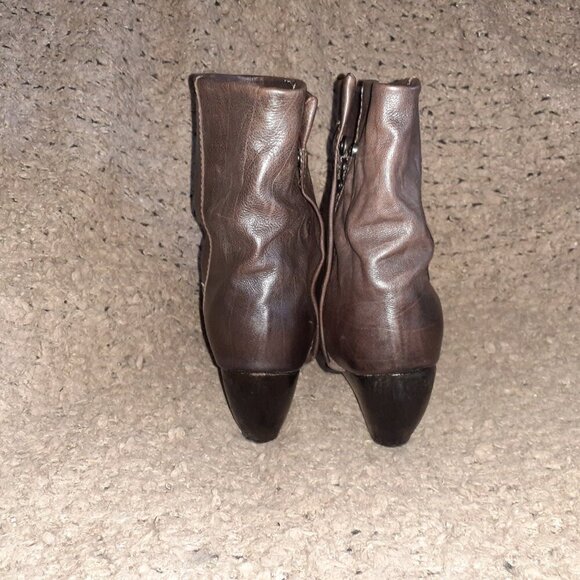 A.S. 98-AS 98-Brown/Black Leather-Moto Boots-Side Zip/Snap-Sz 38-Excellent - Picture 7 of 9